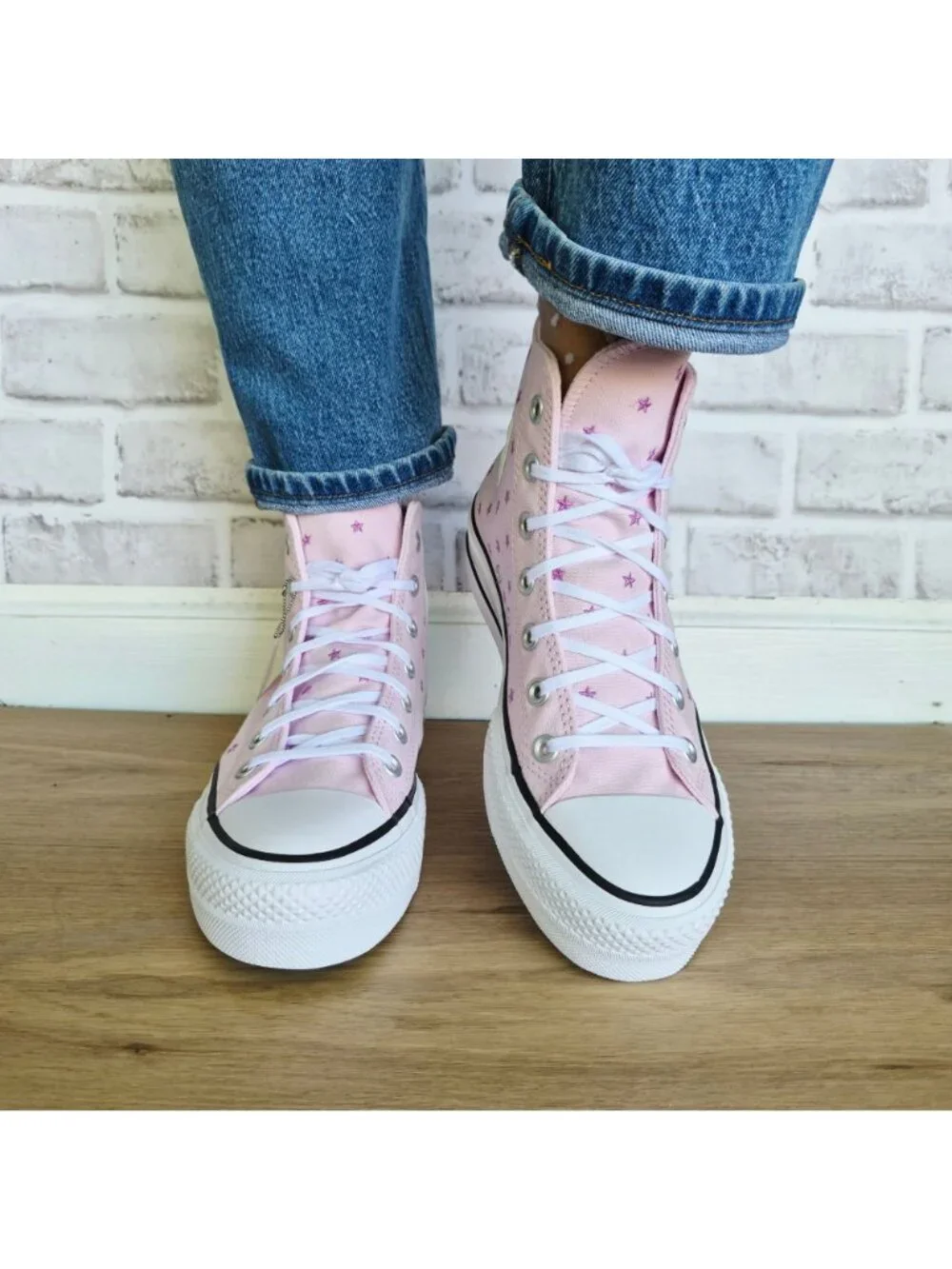 ⭐Converse CTAS Lift Hi Embroidered Stars Sz 9 Womens Shoes Sneakers Pink A17791C - Picture 5 of 11
